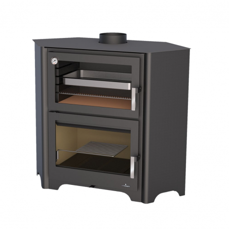Salamandra a lenha de canto com forno Murano-R Bronpi