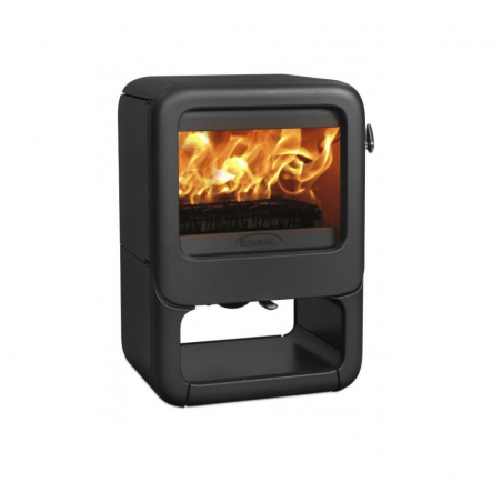 Salamandra a lenha ROCK 350 com lenheiro Dovre