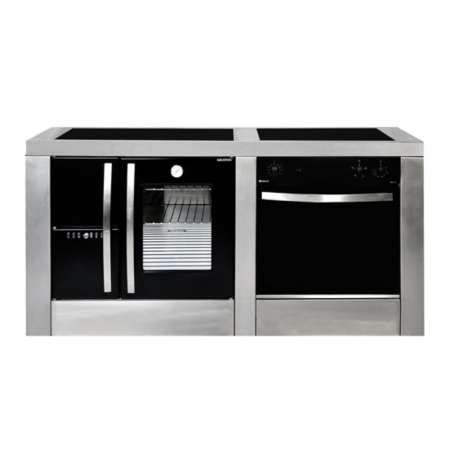 Fogão de cozinha misto Elegance Forno de lenha + placa elétrica + forno elétrico