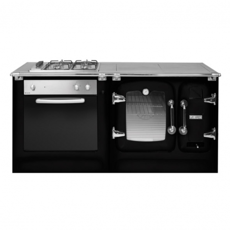 Fogão de cozinha misto Rústico Forno de lenha e placa de gás