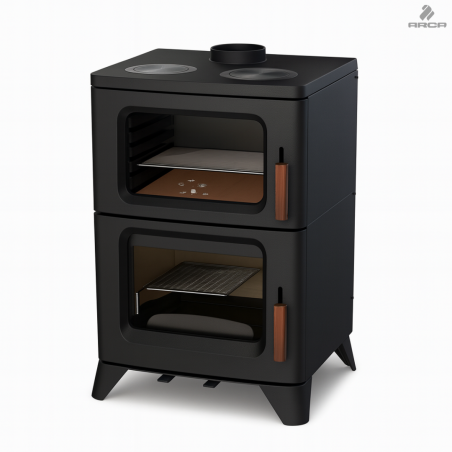 Salamandra a lenha com forno e cozinha Hilton-C Bronpi